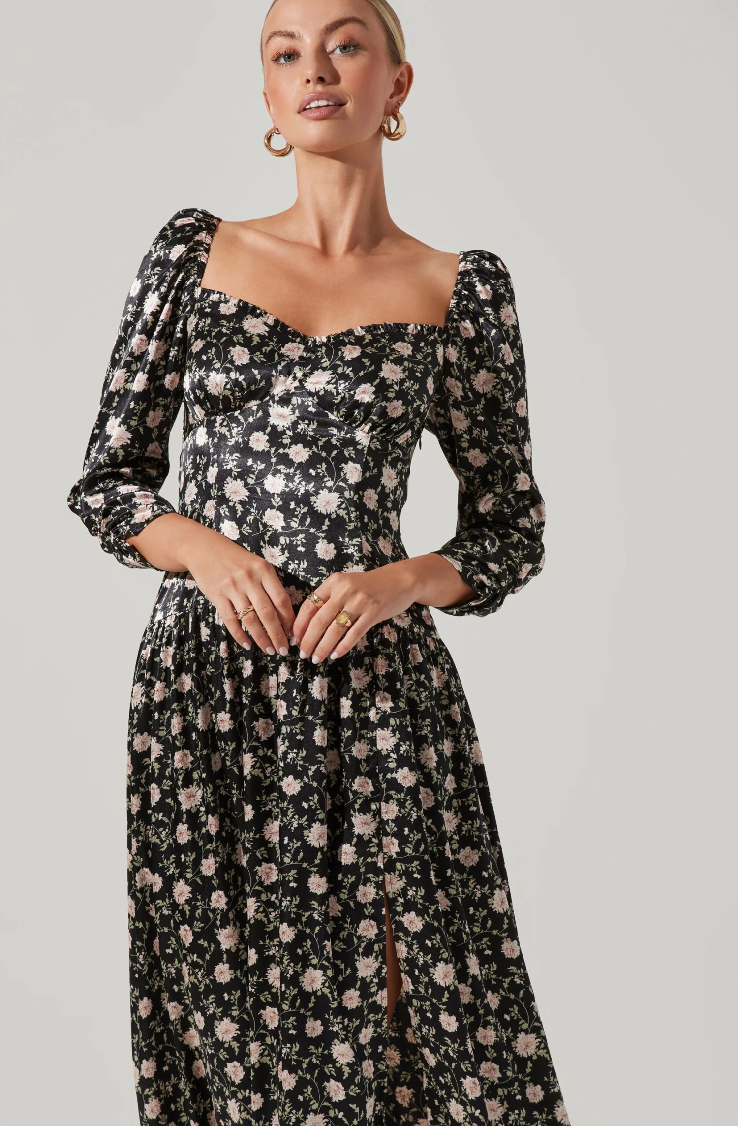 Puff Sleeve Sweetheart Neck Midi Dress 2 Puff Sleeve Sweetheart Neck Midi Dress - Image 2