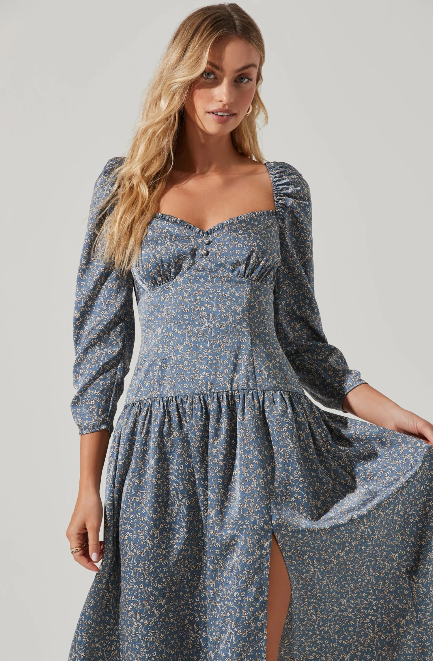 Puff Sleeve Sweetheart Neck Midi Dress 7 Puff Sleeve Sweetheart Neck Midi Dress - Image 7