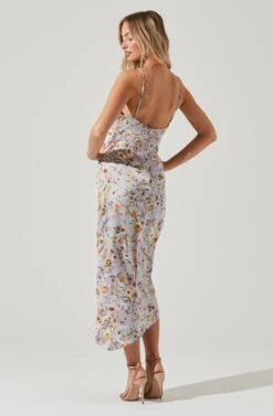 Giselle Floral Twist Front Midi Dress -Dresses Sales Store ADR101136 LAVENDERGOLDFLORAL 0245