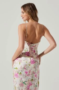 Giselle Floral Twist Front Midi Dress -Dresses Sales Store ADR101136 PINKGREENFLORAL 5