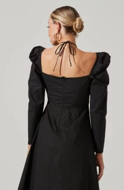 Cinched Halter Tie Midi Dress -Dresses Sales Store ADR101155B BLACK 4