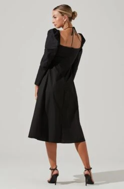 Cinched Halter Tie Midi Dress -Dresses Sales Store ADR101155B BLACK 5