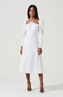 Cinched Halter Tie Midi Dress