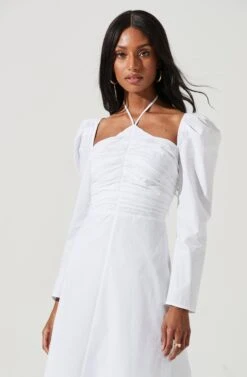 Cinched Halter Tie Midi Dress -Dresses Sales Store ADR101155B WHITE 1432