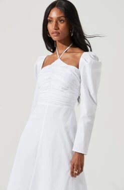 Cinched Halter Tie Midi Dress -Dresses Sales Store ADR101155B WHITE 1433