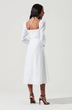 Cinched Halter Tie Midi Dress -Dresses Sales Store ADR101155B WHITE 1436