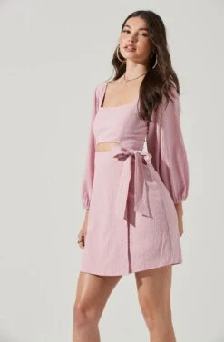 Center Cutout Wrap Skirt Mini Dress -Dresses Sales Store ADR101202 PINK 5