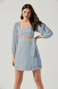 Center Cutout Wrap Skirt Mini Dress -Dresses Sales Store ADR101202 WHITE 0161