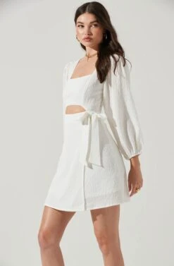 Center Cutout Wrap Skirt Mini Dress -Dresses Sales Store ADR101202 WHITE 2