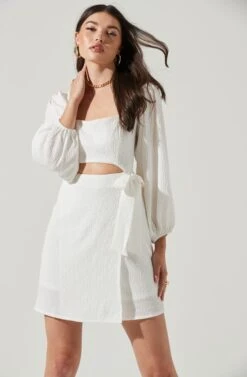 Center Cutout Wrap Skirt Mini Dress -Dresses Sales Store ADR101202 WHITE 3