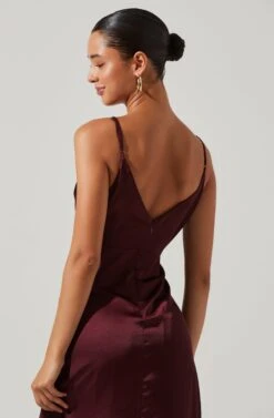 Amalia Ruched Satin Maxi Dress -Dresses Sales Store ADR101208 DEEPWINE 3