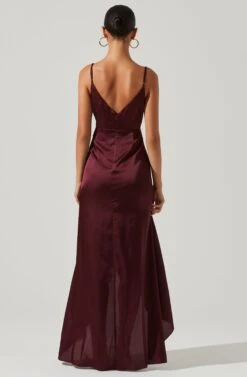 Amalia Ruched Satin Maxi Dress -Dresses Sales Store ADR101208 DEEPWINE 4