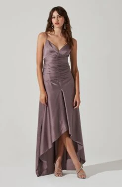 Amalia Ruched Satin Maxi Dress -Dresses Sales Store ADR101208 DUSTYMAUVE 0042