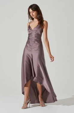 Amalia Ruched Satin Maxi Dress -Dresses Sales Store ADR101208 DUSTYMAUVE 0046