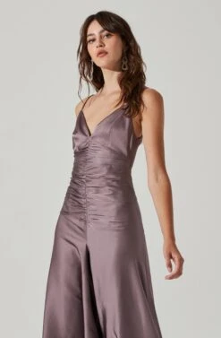 Amalia Ruched Satin Maxi Dress -Dresses Sales Store ADR101208 DUSTYMAUVE 0048