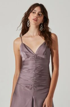 Amalia Ruched Satin Maxi Dress -Dresses Sales Store ADR101208 DUSTYMAUVE 0051