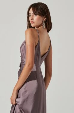 Amalia Ruched Satin Maxi Dress -Dresses Sales Store ADR101208 DUSTYMAUVE 0057