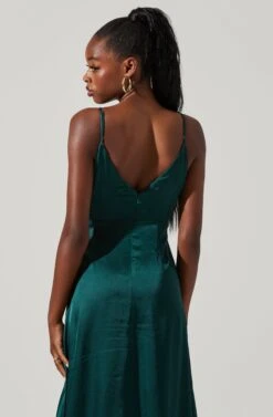 Amalia Ruched Satin Maxi Dress -Dresses Sales Store ADR101208 HUNTERGREEN 3