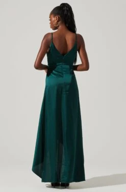 Amalia Ruched Satin Maxi Dress -Dresses Sales Store ADR101208 HUNTERGREEN 4