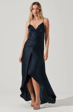 Amalia Ruched Satin Maxi Dress -Dresses Sales Store ADR101208 MIDNIGHT 1