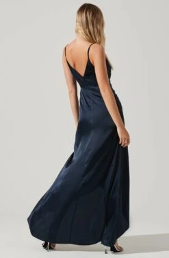 Amalia Ruched Satin Maxi Dress -Dresses Sales Store ADR101208 MIDNIGHT 4