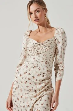 Evana Floral Half Sleeve Midi Dress -Dresses Sales Store ADR101221 CREAMRUSTFLORAL 5