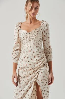 Evana Floral Half Sleeve Midi Dress -Dresses Sales Store ADR101221 CREAMRUSTFLORAL 6