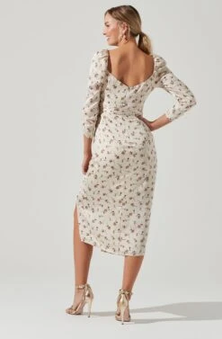Evana Floral Half Sleeve Midi Dress -Dresses Sales Store ADR101221 CREAMRUSTFLORAL 7