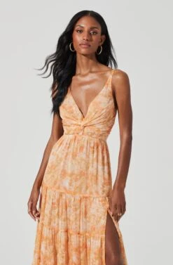 Elsa Floral Tiered Maxi Dress -Dresses Sales Store ADR101258 ORANGEMUSTARDABSTR 3 f187dec1 d2c3 4c45 8537 021856512276