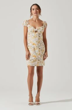 Faux Bust Mini Dress -Dresses Sales Store ADR101268 YELLOWMULTIFLORAL 1
