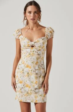 Faux Bust Mini Dress -Dresses Sales Store ADR101268 YELLOWMULTIFLORAL 4