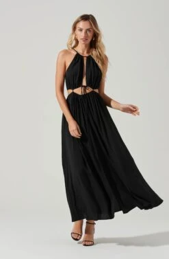 Midriff Cutout Maxi Dress -Dresses Sales Store ADR101276B BLACK 0955