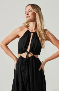 Midriff Cutout Maxi Dress -Dresses Sales Store ADR101276B BLACK 0965