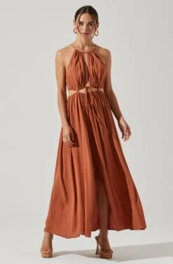 Midriff Cutout Maxi Dress -Dresses Sales Store ADR101276B CLAY 1