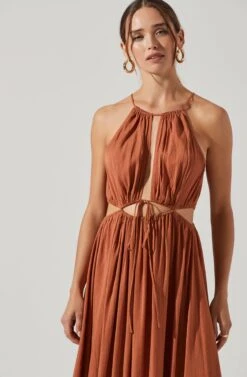 Midriff Cutout Maxi Dress -Dresses Sales Store ADR101276B CLAY 3