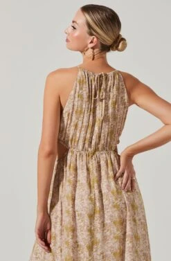 Mid Cutout Sleeveless Maxi Dress -Dresses Sales Store ADR101276 GREENWATERCOLOR 4