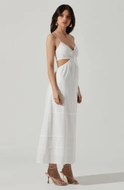 Cut Out Poplin Midi Dress -Dresses Sales Store ADR101292 WHITE 2