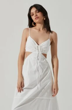 Cut Out Poplin Midi Dress -Dresses Sales Store ADR101292 WHITE 3