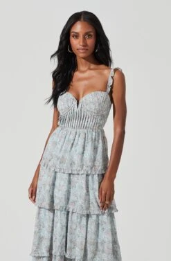 Flutter Strap Floral Tiered Maxi Dress -Dresses Sales Store ADR101296 LIGHTBLUEFLORAL 2