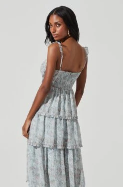 Flutter Strap Floral Tiered Maxi Dress -Dresses Sales Store ADR101296 LIGHTBLUEFLORAL 5