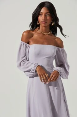 Lucinda Square Neck Long Sleeve Maxi Dress -Dresses Sales Store ADR101299 DUSTYLAVENDER 3