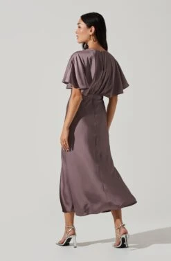Alessia Satin Flutter Sleeve Midi Dress -Dresses Sales Store ADR101303 DUSTYMAUVE 5