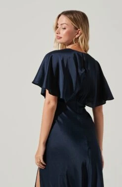 Alessia Satin Flutter Sleeve Midi Dress -Dresses Sales Store ADR101303 MIDNIGHT 3