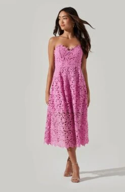 Anaya Strapless Lace Midi Dress -Dresses Sales Store ADR101311 PINKORCHID 1