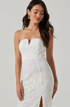Kalena Strapless Sweetheart Lace Midi Dress -Dresses Sales Store ADR101312 WHITE 1134