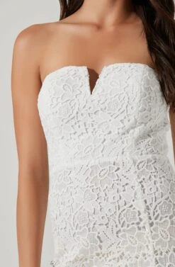 Kalena Strapless Sweetheart Lace Midi Dress -Dresses Sales Store ADR101312 WHITE 1135