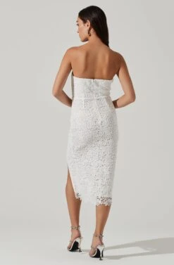 Kalena Strapless Sweetheart Lace Midi Dress -Dresses Sales Store ADR101312 WHITE 1141