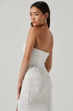 Kalena Strapless Sweetheart Lace Midi Dress -Dresses Sales Store ADR101312 WHITE 1143