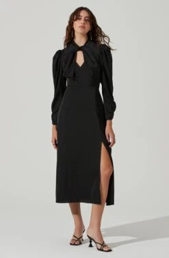 Twist Mock Neck Midi Dress 20 Twist Mock Neck Midi Dress -Dresses Sales Store ADR101332 BLACK 2