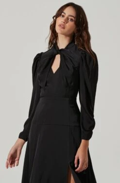 Twist Mock Neck Midi Dress 21 Twist Mock Neck Midi Dress -Dresses Sales Store ADR101332 BLACK 4